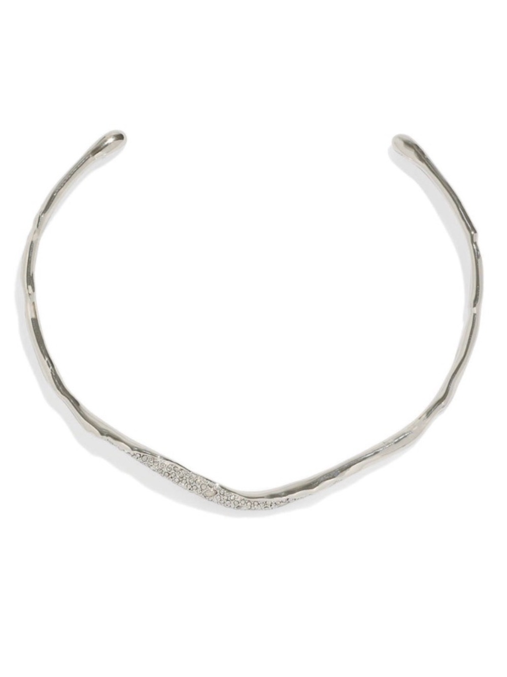 NEW Alexis Bittar Solanales Skinny Collar Necklace Molten Silver Clear CZ AU21